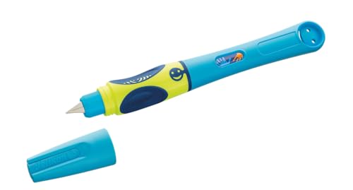 Pelikan griffix Füller Rechtshänder Neon Fresh Blue – ergonomischer Schreiblernfüller für Kinder, Schulfüller mit Edelstahlfeder & Patrone