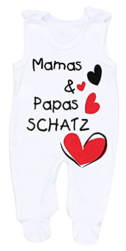 TupTam Unisex Baby Strampler mit Spruch I love Mum and Dad, Farbe: Weiß - Mamas Papas Schatz, Größe: 56