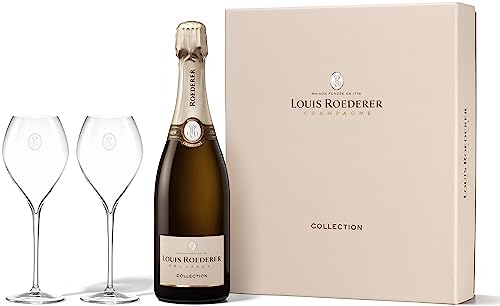 Louis Roederer Champagne Collection 242 Genuss zu Zweit in Geschenkpackung + zwei Gläser - Nachfolger Brut Premier Champagner (1 x 0.75 l)