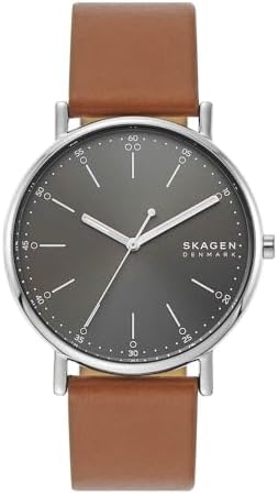 Skagen Herren-Signatur-Dreizeigeruhr, 40 mm Gehäusegröße Lederarmband