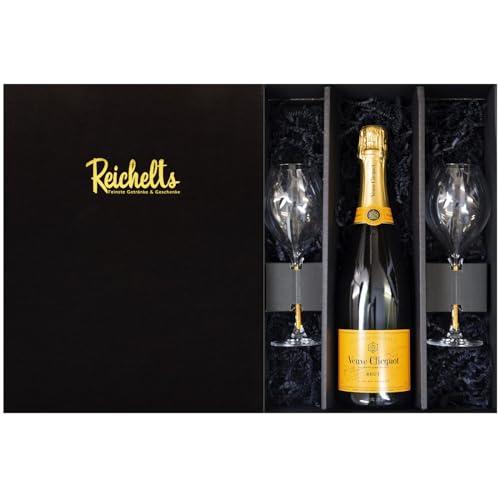 Veuve Clicquot Brut 0,75l + 2 x Veuve Clicquot Champagnerglas in Präsentbox by Reichelts