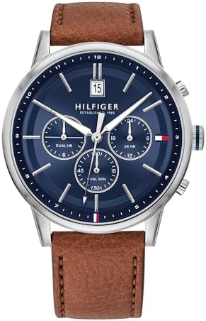 Tommy Hilfiger Multi Zifferblatt Quarz Uhr für Herren mit Hell-Braunes Lederarmband - 1791629