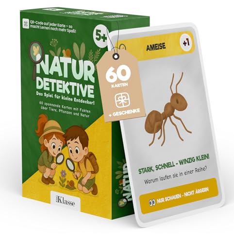 60 Spielkarten Lernkarten Natur Detektive das Spiel für kleine Entdecker Kartenspiel Kinder Kindergarten Grundschule Natur Wald Abenteuer Suchspiel Lernspiel Outdoor Entdeckerkarten Kinderkarten