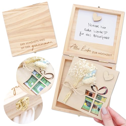 Joli Coon Geldgeschenk Hochzeit - Geldgeschenke zur Hochzeit - Hochzeitsgeschenk Geld - Hochzeitsgeschenke für Brautpaar Geld - 14 x 14 x 3,5 cm