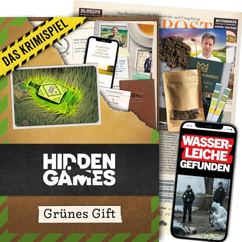 Hidden Games Tatort - Grünes Gift, Cold Case Fallakte, Detektivspiel für zu Hause, Krimispiele ab 14 Jahren, Crimigame, Krimigame, Krimifall Escape Room Spiel, Tatort