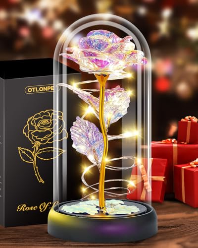 Otlonpe Muttertagsgeschenke für Mama, 7 Zoll Ewige Glas Rose Personalisiert Frauen Valentinstag Weihnachts, Geburtstagsgeschenk, Frauen Blumen für Freundin Mama Oma Frau